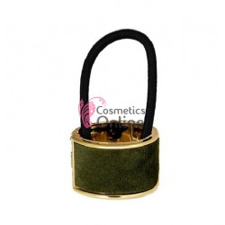 Inel pentru prins parul din plastic model ILM010CC Auriu cu catifea Vernil